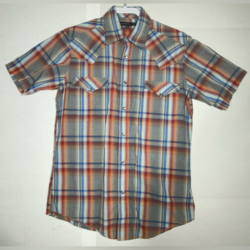 Tin Haul Pearl Snap button Down Western Shirt Short Sleeve Men's Size Small